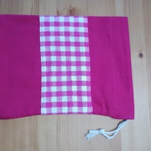 Euritmie / knikkerzak roze met roze hartjesruit