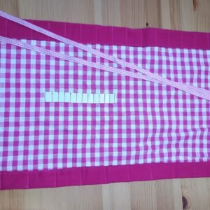 Katoenen krijtrol voor bijenwaskrijtjes & potloden (hartjesruit roze)