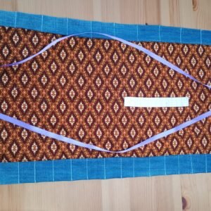 Katoenen krijtrol voor bijenwaskrijtjes & potloden (ruit bruin geel)